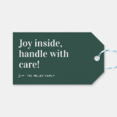 Joy Inside | Schattige kerstfeest Cadeaulabel (Voorkant (Horizontaal))