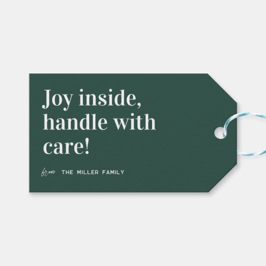 Joy Inside | Schattige kerstfeest Cadeaulabel (Voorkant (Horizontaal))