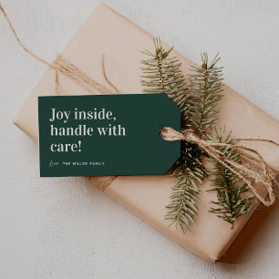 Joy Inside Schattige kerstfeest Cadeaulabel