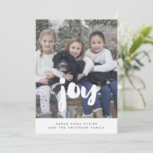 Joy Inspirerend kerstfoto Feestdagenkaart (Staand voorkant)