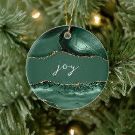 Joy Inspirerend Word Emerald Gold Agate Keramisch Ornament