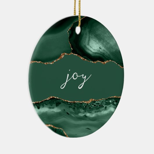 Joy Inspirerend Word Emerald Gold Agate Keramisch Ornament (Rechts)