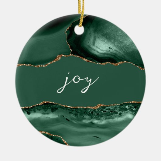 Joy Inspirerend Word Emerald Gold Agate Keramisch Ornament (Voorkant)