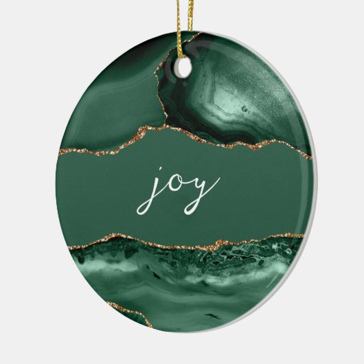 Joy Inspirerend Word Emerald Gold Agate Keramisch Ornament (Links)