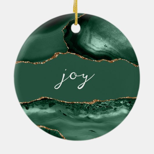 Joy Inspirerend Word Emerald Gold Agate Keramisch Ornament (Achterkant)