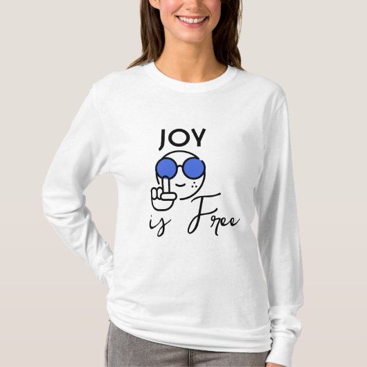 Joy is gratis T-shirt – Schattige smiley gezicht m (Voorkant)