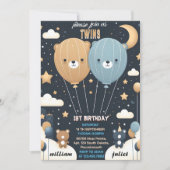 Joy joint beer Hete Luchtballon Twins 1e Verjaarda Kaart (Voorkant)