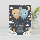 Joy joint beer Hete Luchtballon Twins 1e Verjaarda Kaart (Staand voorkant)