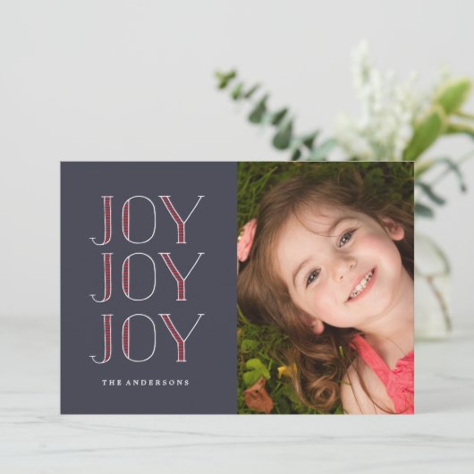 JOY JOY JOY Kerstvakantie Kaart (Staand voorkant)