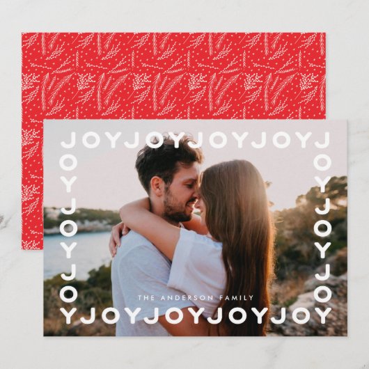 Joy Joy Joy Lijst Holiday met kerstkaart (Voorkant / Achterkant)