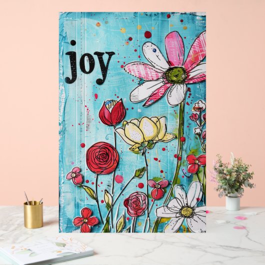** JOY Joyfull – Kleurrijke grillige bloemkunst Acryl Bord (Huwelijk)