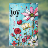 ** JOY Joyfull – Kleurrijke grillige bloemkunst Acryl Bord (Neutraal)