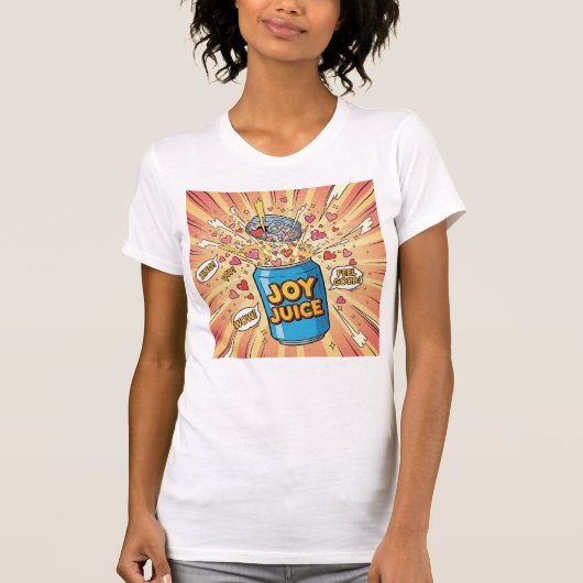 Joy Juice — Pop the Can of Happiness T-shirt (Voorkant)