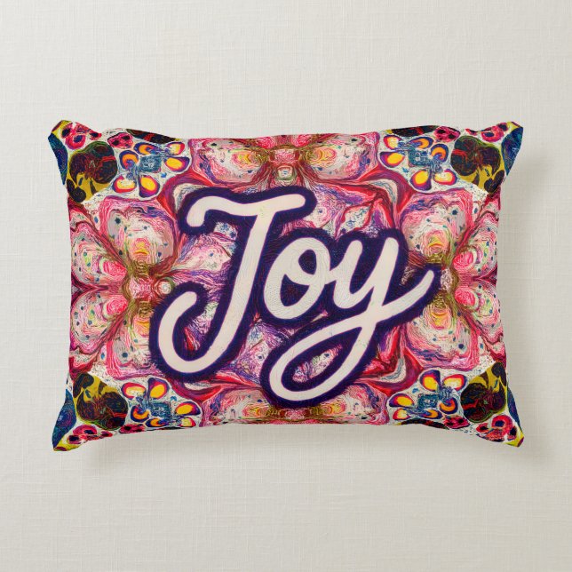 Joy Kaleidoscope Floral throw Pillow Accent Kussen (Voorkant)