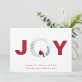 Joy Kardinaal Waterverf Kerstmis Feestdagenkaart (Staand voorkant)