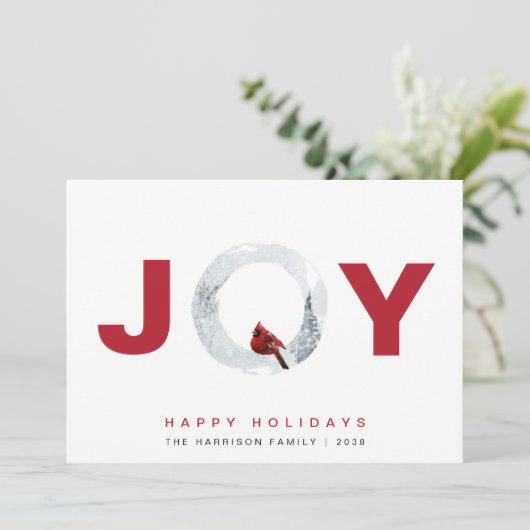 Joy Kardinaal Waterverf Kerstmis Feestdagenkaart (Staand voorkant)
