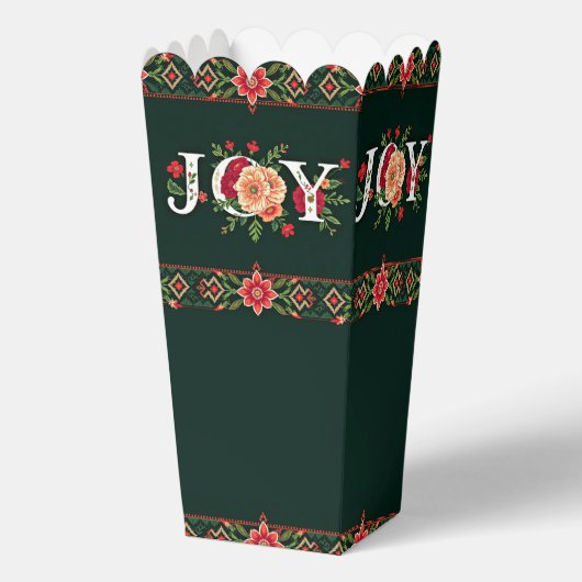 JOY kerst bloemenborder popcorn Bedankdoosjes (Voorkant)