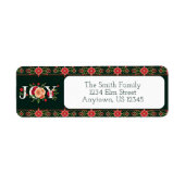 JOY kerst bloemengrens adres Etiket (Voorkant)