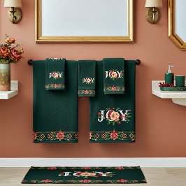 JOY kerst bloemenrand Bad Handdoek