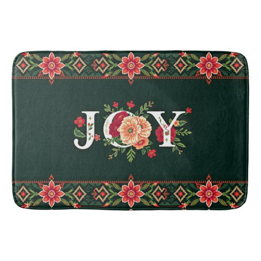 JOY kerst bloemenrand Badmat (Voorkant)