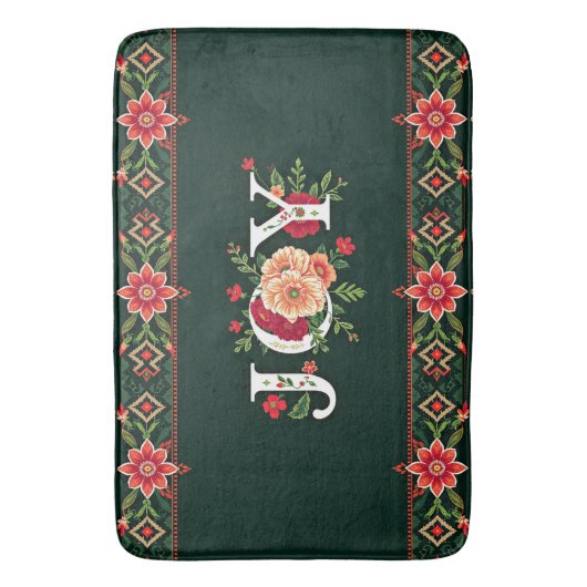 JOY kerst bloemenrand Badmat (Voorkant Verticaal)