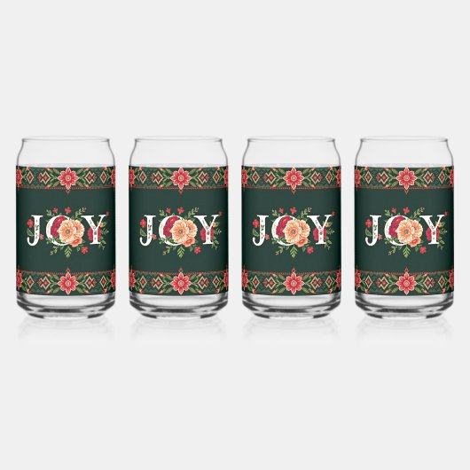 JOY kerst bloemenrand Blikvorm Glas (Voorkant)