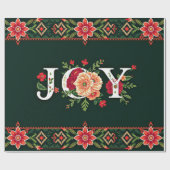 JOY kerst bloemenrand Cadeaupapier (Vlak)