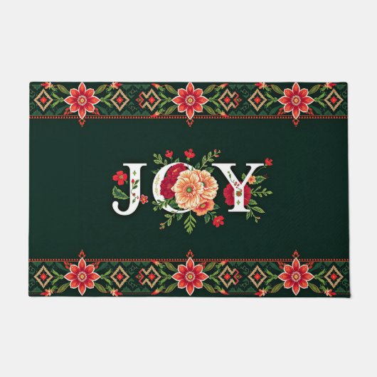JOY kerst bloemenrand Deurmat (Voorkant)