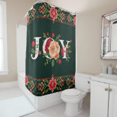 JOY kerst bloemenrand Douchegordijn (In situ)