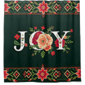 JOY kerst bloemenrand Douchegordijn (Voorkant)