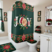 JOY kerst bloemenrand Douchegordijn