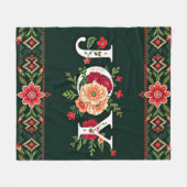 JOY kerst bloemenrand Fleece Deken (Voorkant (Horizontaal))