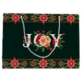 JOY kerst bloemenrand Groot Cadeauzakje (Achterkant)