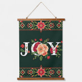 JOY kerst bloemenrand Hangend Wandkleed (Voorkant)