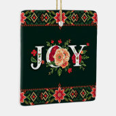 JOY kerst bloemenrand Keramisch Ornament (Rechts)