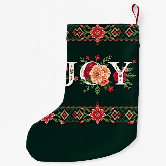 JOY kerst bloemenrand Kleine Kerstsok (Achterkant)