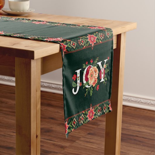 JOY kerst bloemenrand Korte Tafelloper (Voorbeeld)