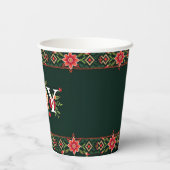 JOY kerst bloemenrand Papieren Bekers (Achterkant)