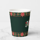JOY kerst bloemenrand Papieren Bekers (Voorkant)
