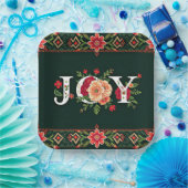 JOY kerst bloemenrand Papieren Bordje (Feest)