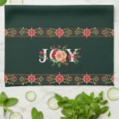 JOY kerst bloemenrand Theedoek (Gevouwen)