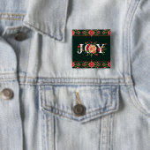 JOY kerst bloemenrand Vierkante Button 5,1 Cm (In situ)