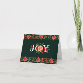 JOY kerst bloemrijke rand Kaart