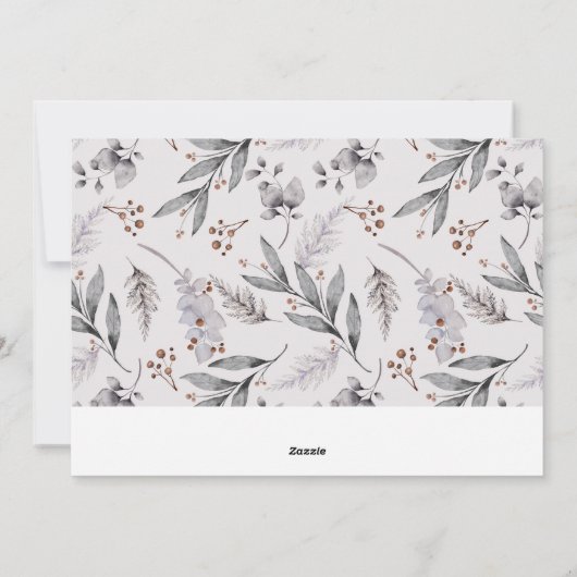 'JOY' Kerst Botanische Krans Kerstkaart (Achterkant)