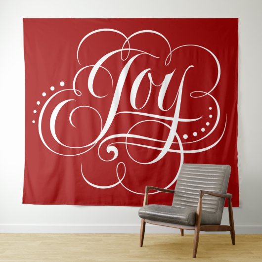 JOY Kerst Kalligrafie Lettering Rood Wandkleed (In Situ (horizontaal))
