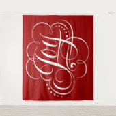 JOY Kerst Kalligrafie Lettering Rood Wandkleed (Voorkant)