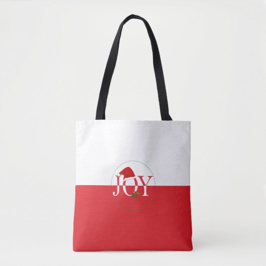 Joy Kerst Rood en Wit Tote Bag (Voorkant)