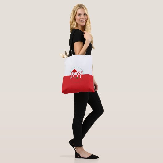 Joy Kerst Rood en Wit Tote Bag (Op model)