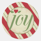 Joy Kerst sticker - Rode en groene strepen (Voorkant)