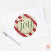 Joy Kerst sticker - Rode en groene strepen (Envelop)